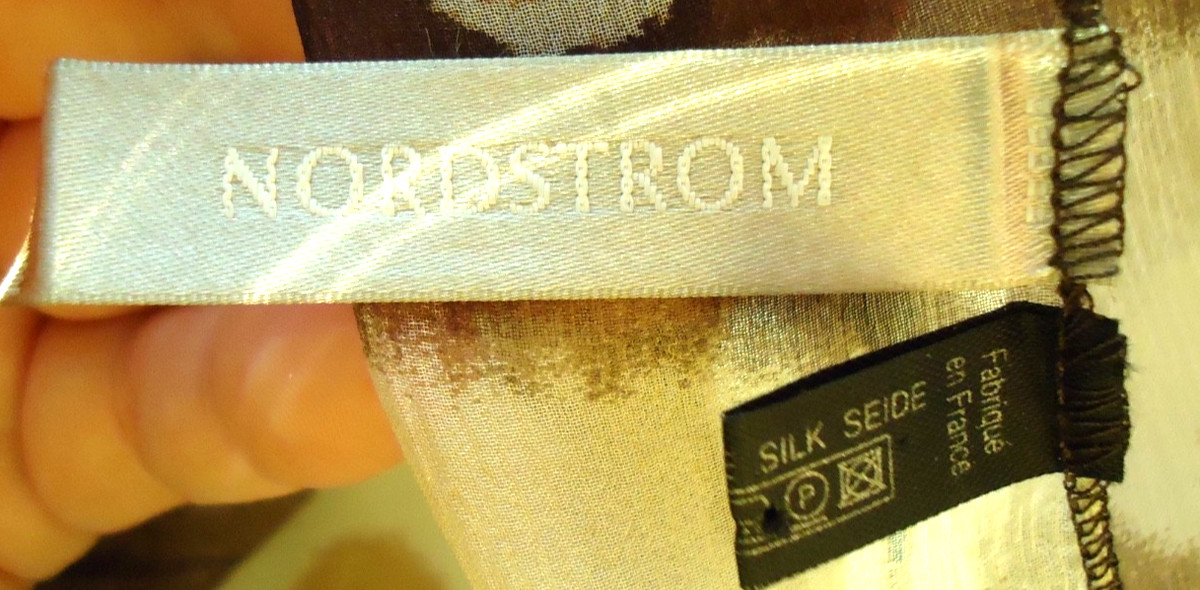 Vtg NORDSTROM Made In Fance Women's Brown Long Soi Silk Seide Scarf Size-56x15" View 5