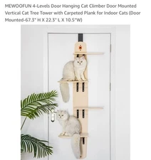 MEWOOFUN 4-Levels Door Mounted Cat Climber Shelves with Carpeted Paltform 