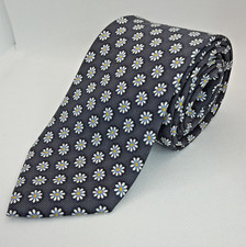 Jos. A. Bank Reserve Charcoal Gray w/ Flowers 100 Silk Necktie 3x59" Free Ship 
