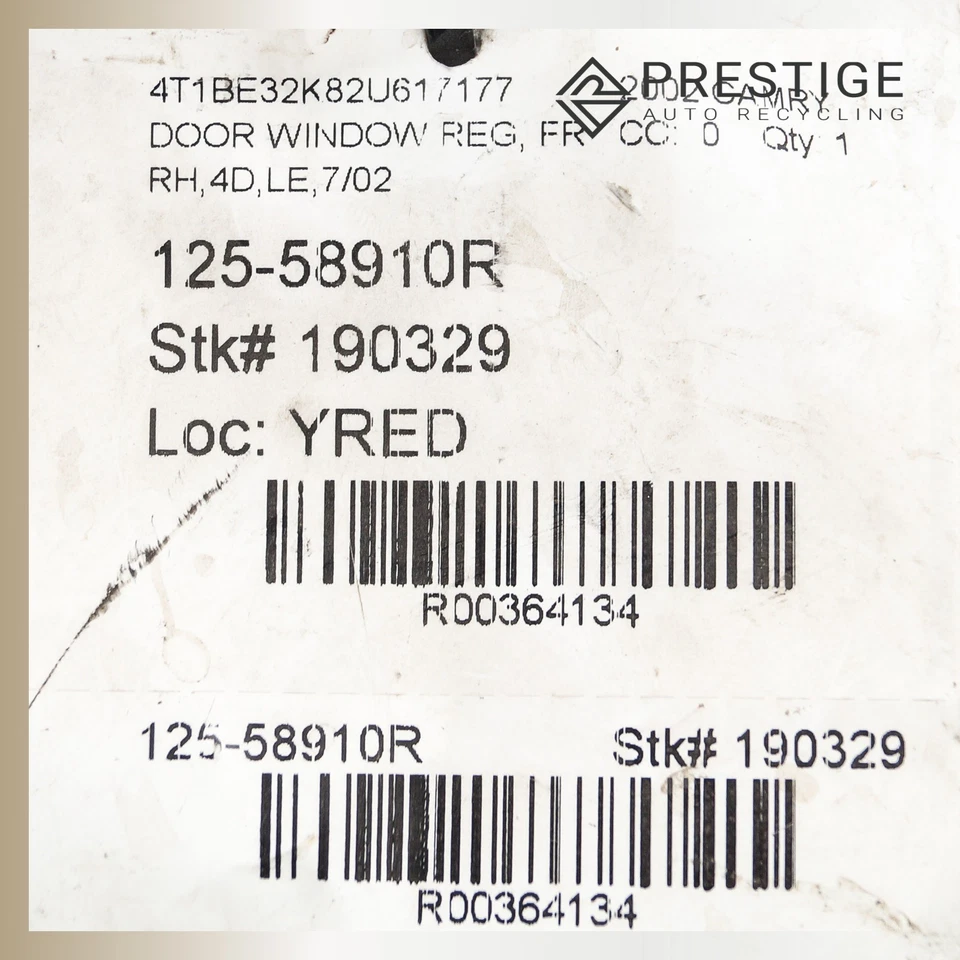 Toyota Camry 2002 2003 regulador de ventana de puerta con motor delantero derecho 69801-AA030 Foto 4 de 4