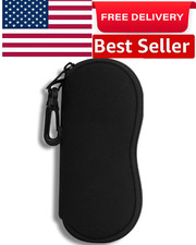 Sunglasses Neoprene Ultra Light Case Zippered Eyeglass Case with Carabiner Hook