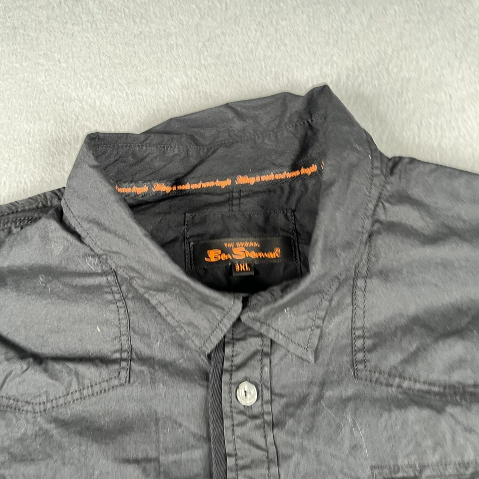 Camisa Ben Sherman Juvenil 3XL Negra Bolsillos Informal Abotonada Manga Corta Para Hombres Foto 3 de 4