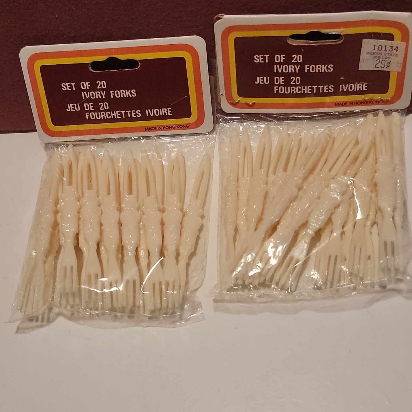 2 Sets of 20 Vintage Ivory Cocktail Party Forks HONG KONG