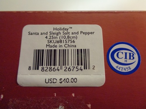 Lenox Holiday Santa and Sleigh Salt and Pepper Shakers - New in Box - Picture 2 of 3