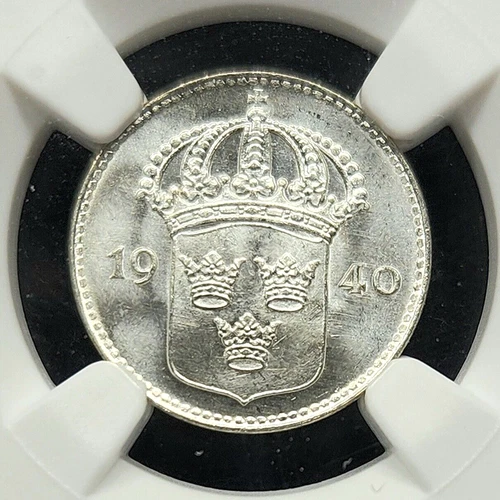 Top Pop Silver 1940-G Sweden 10 Ore | NGC MS66 Gem BU