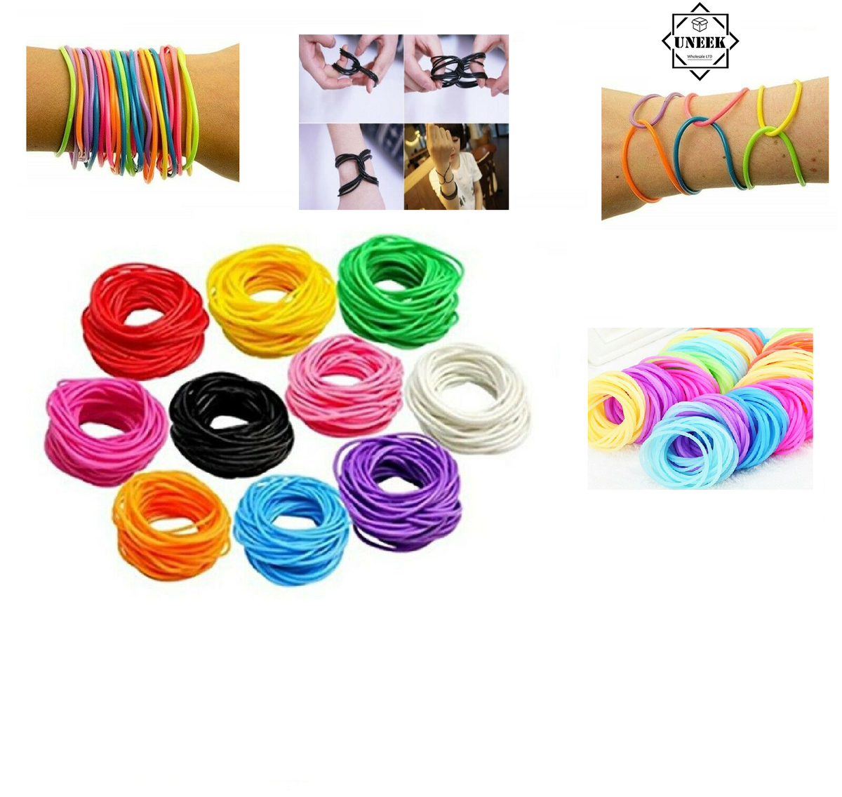 12xGUMMY BRACELETS Wristbands Jelly Rubber Shag Bands Halloween