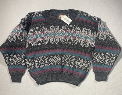 NWT Vintage New Era Youth Sz Small Crew Neck Knit Blue Color Sweater