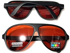 2 PAIR OF LARGE DELUXE BLU BLOCK LENS AVIATOR SUNGLASS WITH BLACK FRAMES