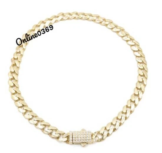 Tornozeleira feminina 6mm x 8" link cubano redonda zircônia cúbica prata esterlina 925 - Imagem 3 de 4