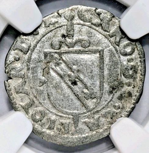 Charles III France Lorraine Nancy NGC AU 58 Silver 1/2 Sol Crest Shield Cross