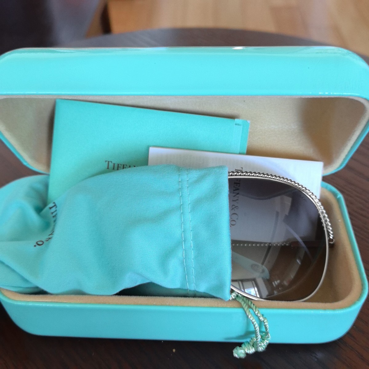 Tiffany & Co Sunglasses Aviator Polished Silver and Blue | eBay display picture 1