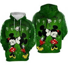 Mickey Kissing Minnie Happy Valentine St Patrick's Day 3D HOODIE Best Price