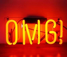 OMG! Neon Sign 14"x7" Lamp Beer Bar Pub Man Cave Home Room Wall Decor