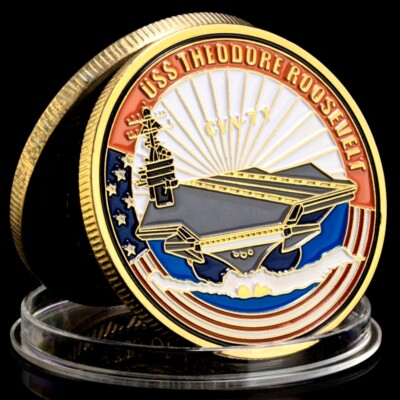 Navy Flugzeugträger USS Theodore Roosevelt Münze Gedenkmedaille vergoldet
