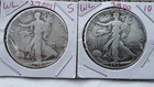 Lot 5 Walking Liberty Halves - Junk 90% Silver - 1927 S, 1939 S plus 3 Others