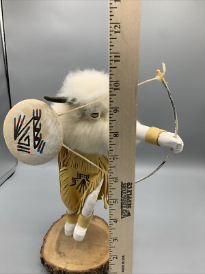 Buffalo Warrior Navajo Native American Kachina Puppe 10,5'''' signiert siehe Bilder!