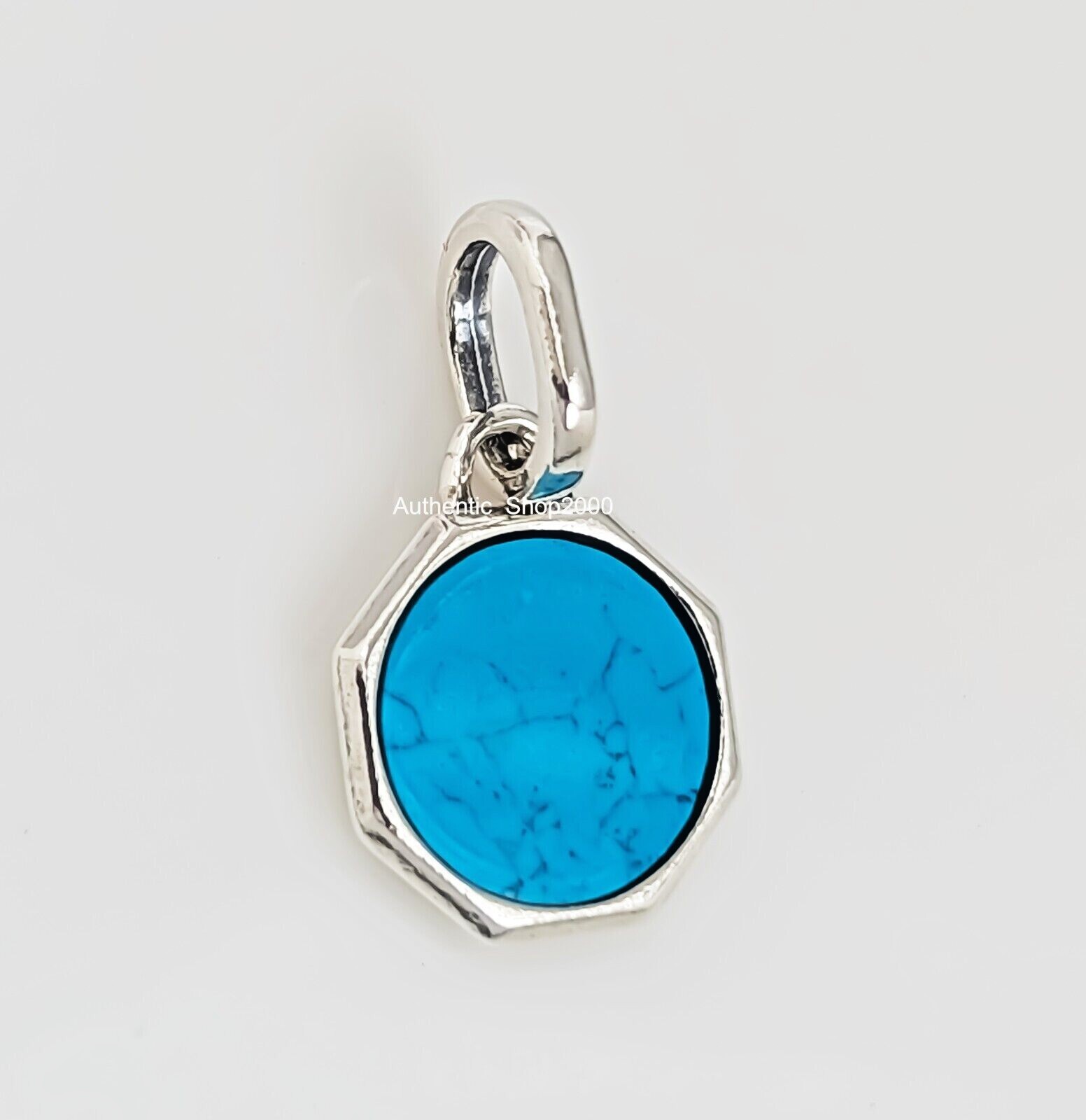 New 100% PANDORA 925 Blue Turquoise Engravable Mini Medallion Charm ...