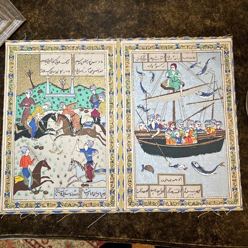Fantastic Vintage Hand Painted islamic Middle Eastern Painting on Cloth antique - Picture 2 of 2