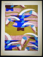 1930,ORIGINAL ÉMILE-ALAIN SÊGUY RARE ART NOUVEAU HANDCOLOR POCHOIR PRISMES U9J