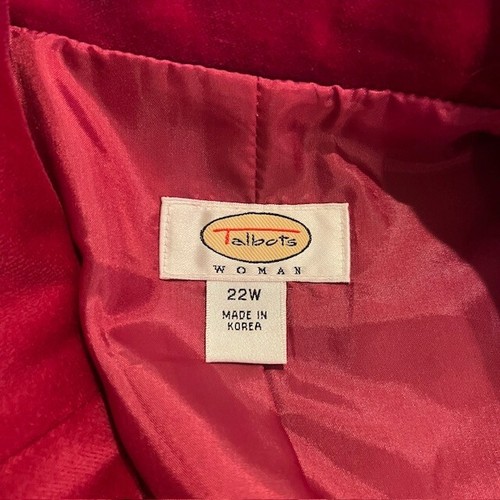 Talbots Red Velvet Fully Lined Jacket Size 22W - Picture 8 of 8