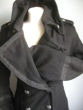 Firetrap Military Trench Coat 6 8 Medium Wool Goth Distressed Bnwt New