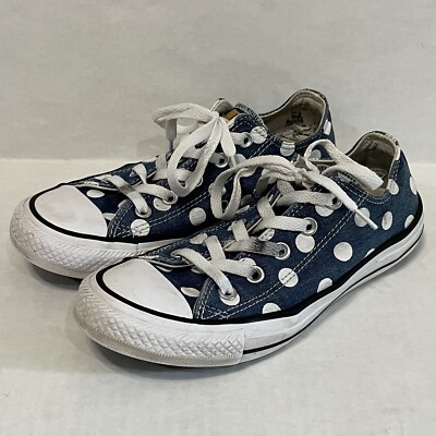 Converse All-Star Navy White Polka Dots Canvas Sneakers Shoes Unisex (M)  (W)