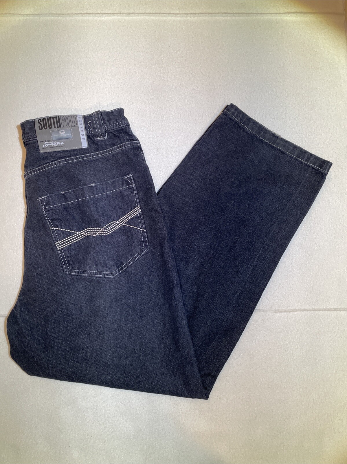 South Pole Y2K Wide Leg Embroidered Logo Denim Jeans Men’s Size 34