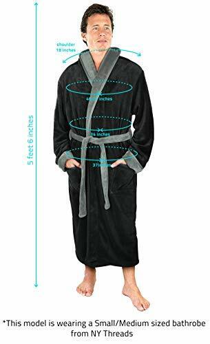 NY Threads Luxurious Mens Shawl Collar Fleece Bath Robe Spa Robe, Black,  XX-Large-3X-Large at  Men's Clothing store