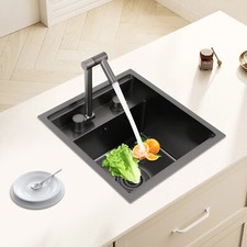 Stainless Steel Hidden Kitchen Square Sink Single Bowl W/Folding Faucet 10kg