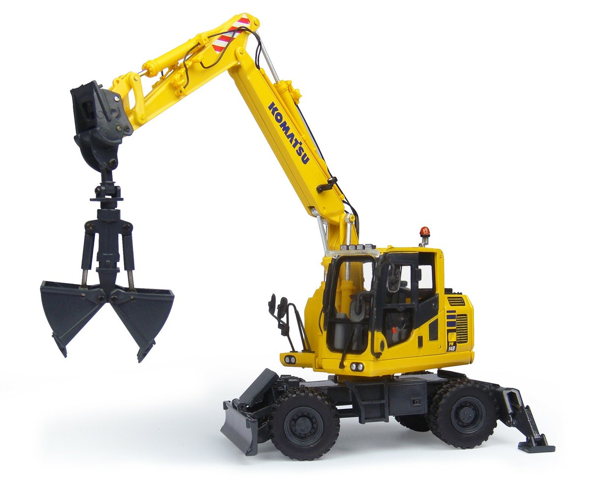 KOMATSU PW148-10 EXCAVATOR W/CLAMSHELL BUCKET 1/50 BY UNIVERSAL