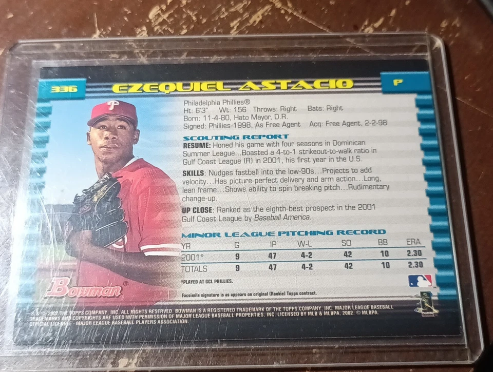 2002 Bowman Ezequiel Astacio Baseball Card #336 Phillies (251) - Image 3 of 3