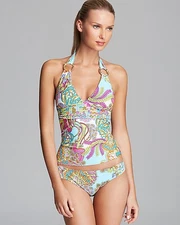 NWT  $168 Sz 6 Trina Turk CORAL REEF Tankini Top & Hipster Bottom