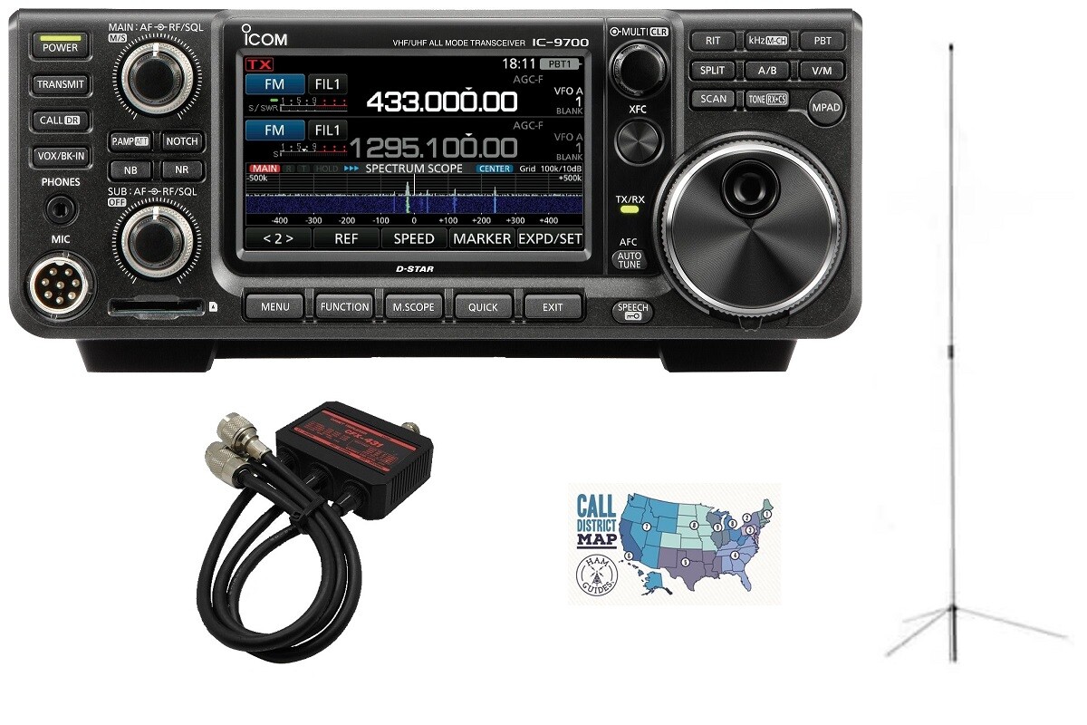 Icom IC-9700 Transceiver with Diamond Tri-Band Antenna & Comet