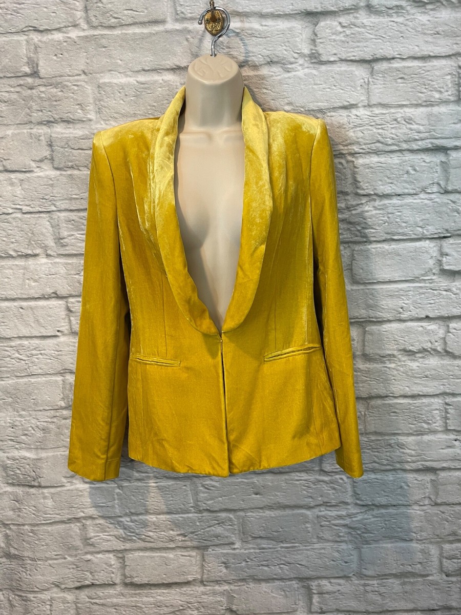 BCBG Max Azria Women's Phoenix Crushed Velvet Yellow Blazer