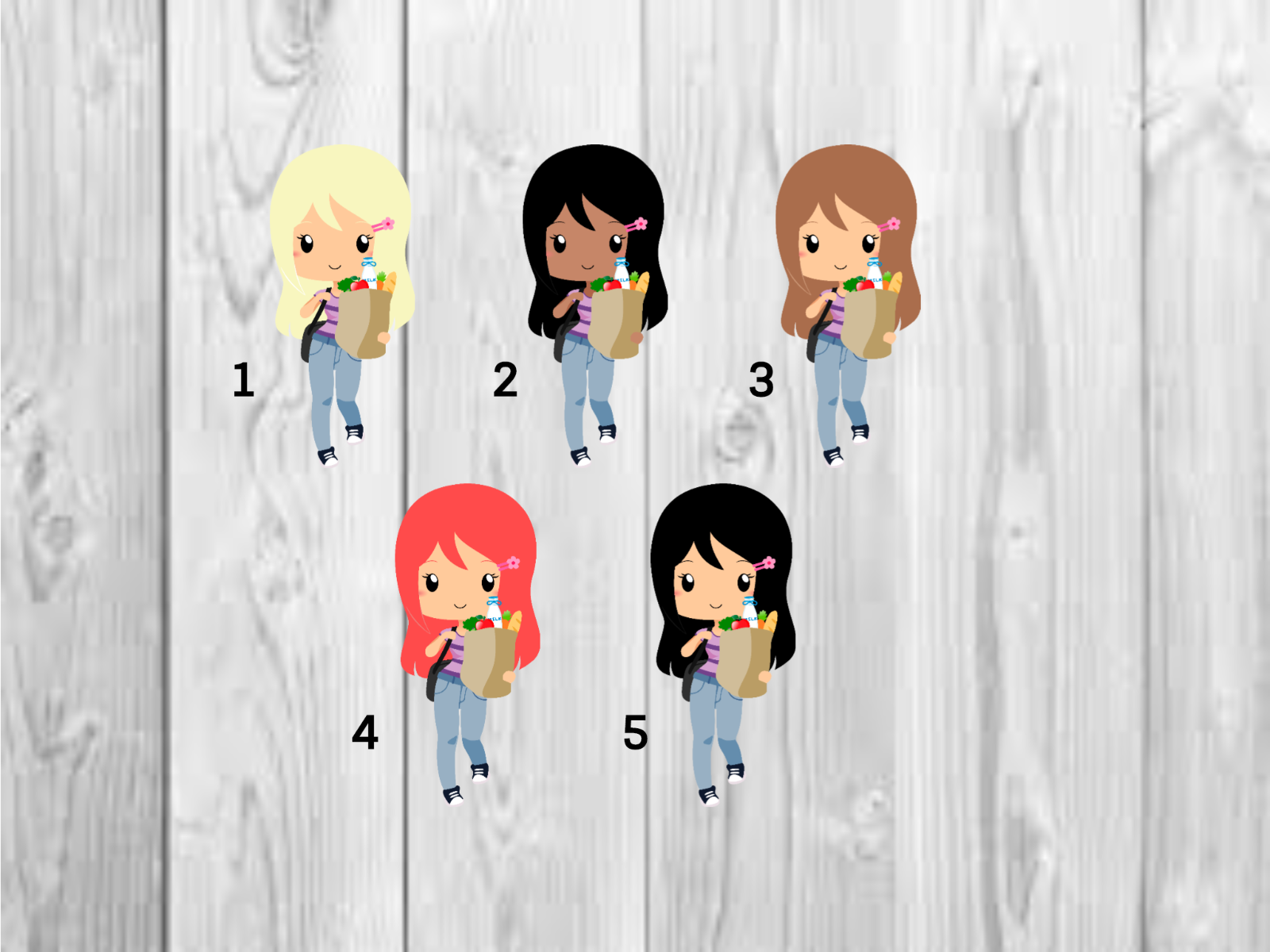 Grocery Shopping Girl Planner Stickers- Perfect For Any Planner- Erin Condren