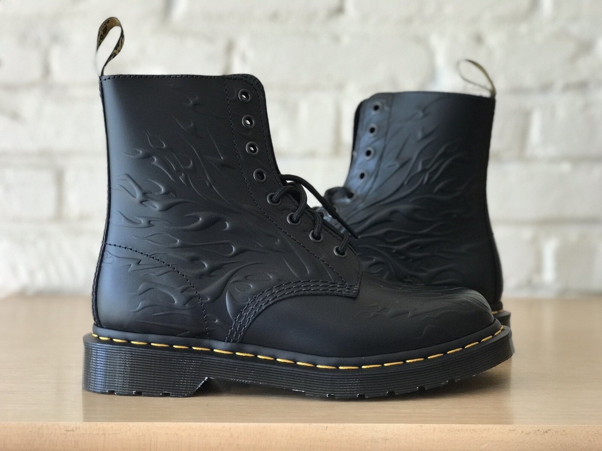 Dr. Martens Black Embossed Boots Womens Dr Martens 1460 Croco Boots In Black | Soletrader main image 2
