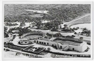 ( 8141 )  Old RPPC  Sea Plane Flying Over Marine Studios - Marineland Florida