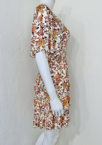 Chelsea & Violet Golden Floral Crepe Smock Tier Fit Flare Dress Size XS? EUC - Picture 4 of 16