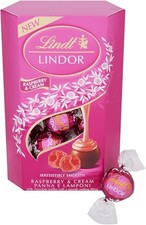 Image of Lindt Lindor Raspberry and Cream Chocolate Truffles – 200g Box (16 Balls)