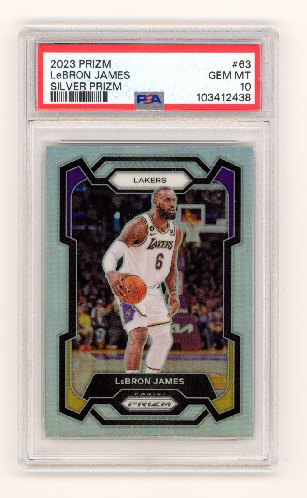2023 Panini Prizm LEBRON JAMES Silver Prizm #63 PSA 10 Lakers GOAT view 2