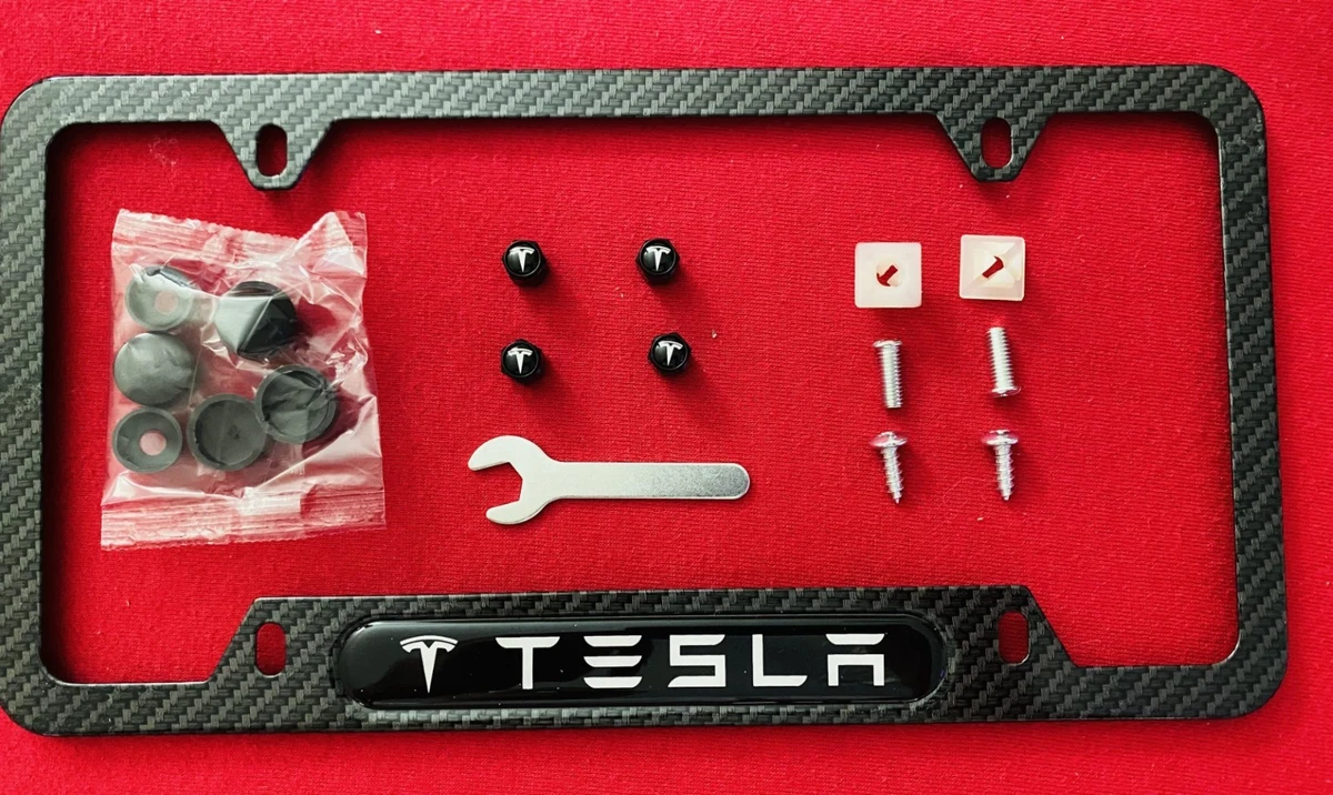Tesla Model Y/3/X/S Matte Black Stainless Steel License Plate Frame With Logo