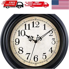 Elegant 12'' Battery Operated Silent Wall Clock - Vintage Look for Living Room