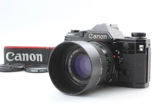 (HOOD [Near MINT] Canon AE-1 35mm SLR Film Camera Black 50mm F1.4 Lens JAPAN