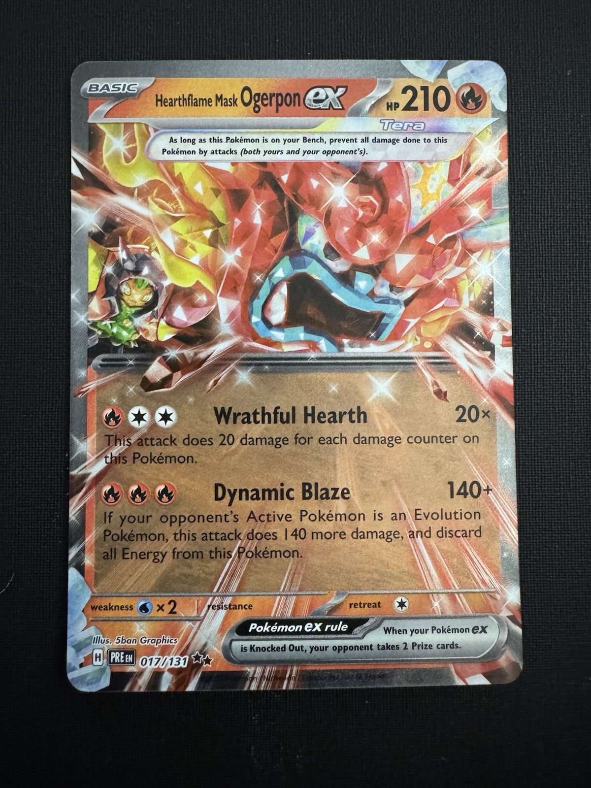 Hearthflame Mask Ogerpon ex 017/131 - Pokemon Prismatic Evolutions - Near Mint