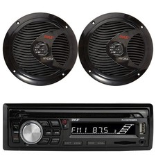 Pyle PLCDBT95 1-DIN Marine Bluetooth MP3 Receiver, 2x 6.5" 150W Max Speakers