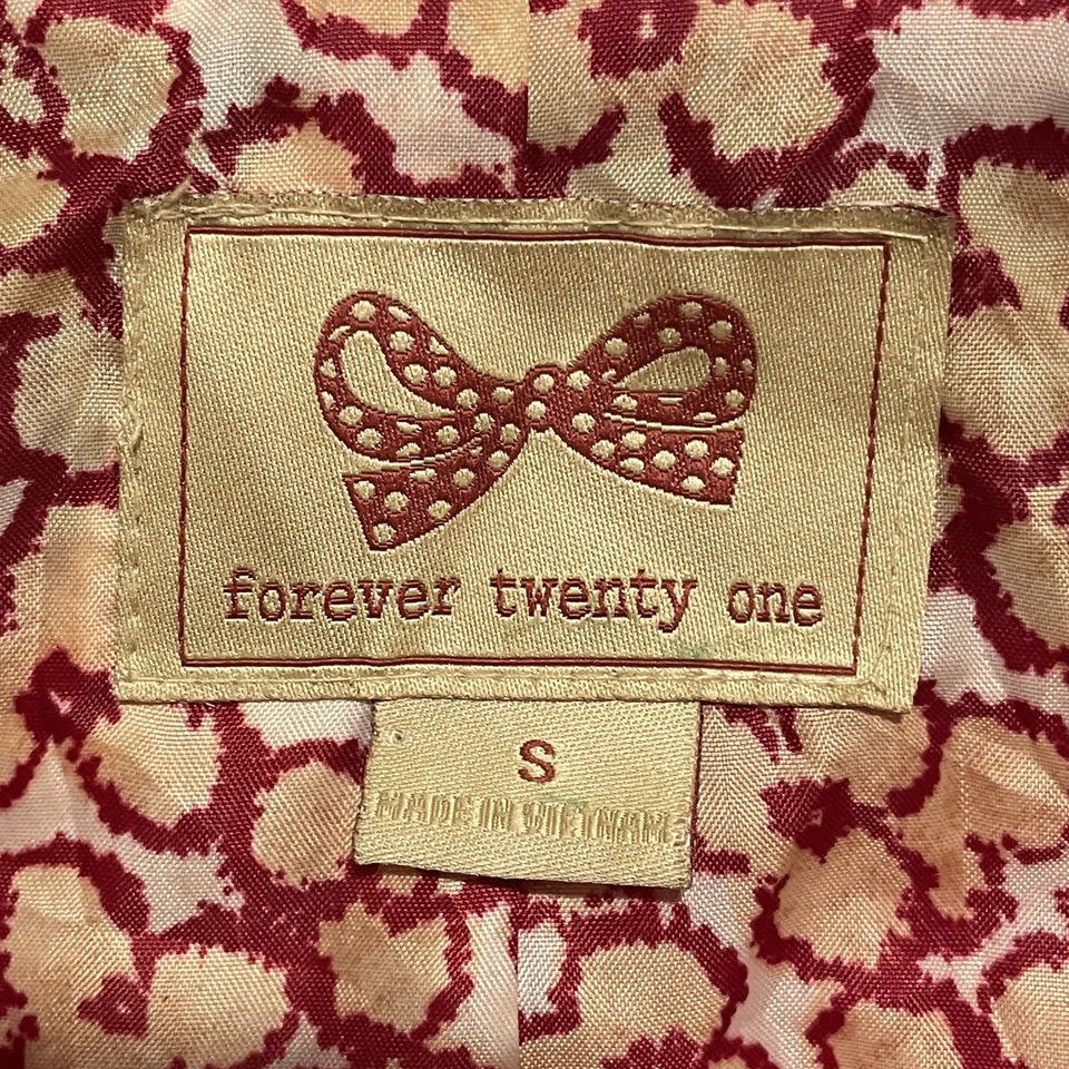 Chaqueta Abrigo Y2K Twee Forever 21 Retro Peplum Pea Talla Pequeña Forrada Rojo Cereza Foto 2 de 4