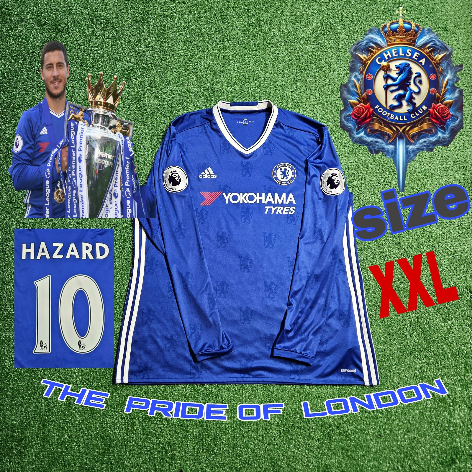 🇬🇧Adidas Chelsea FC Eden Hazard#10 2016/2017 Long Sleeve