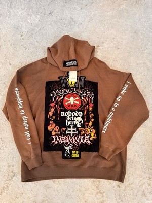 Vetements Metal Patched Logo Hoodie Brown Size Large Limited Edition Graphic