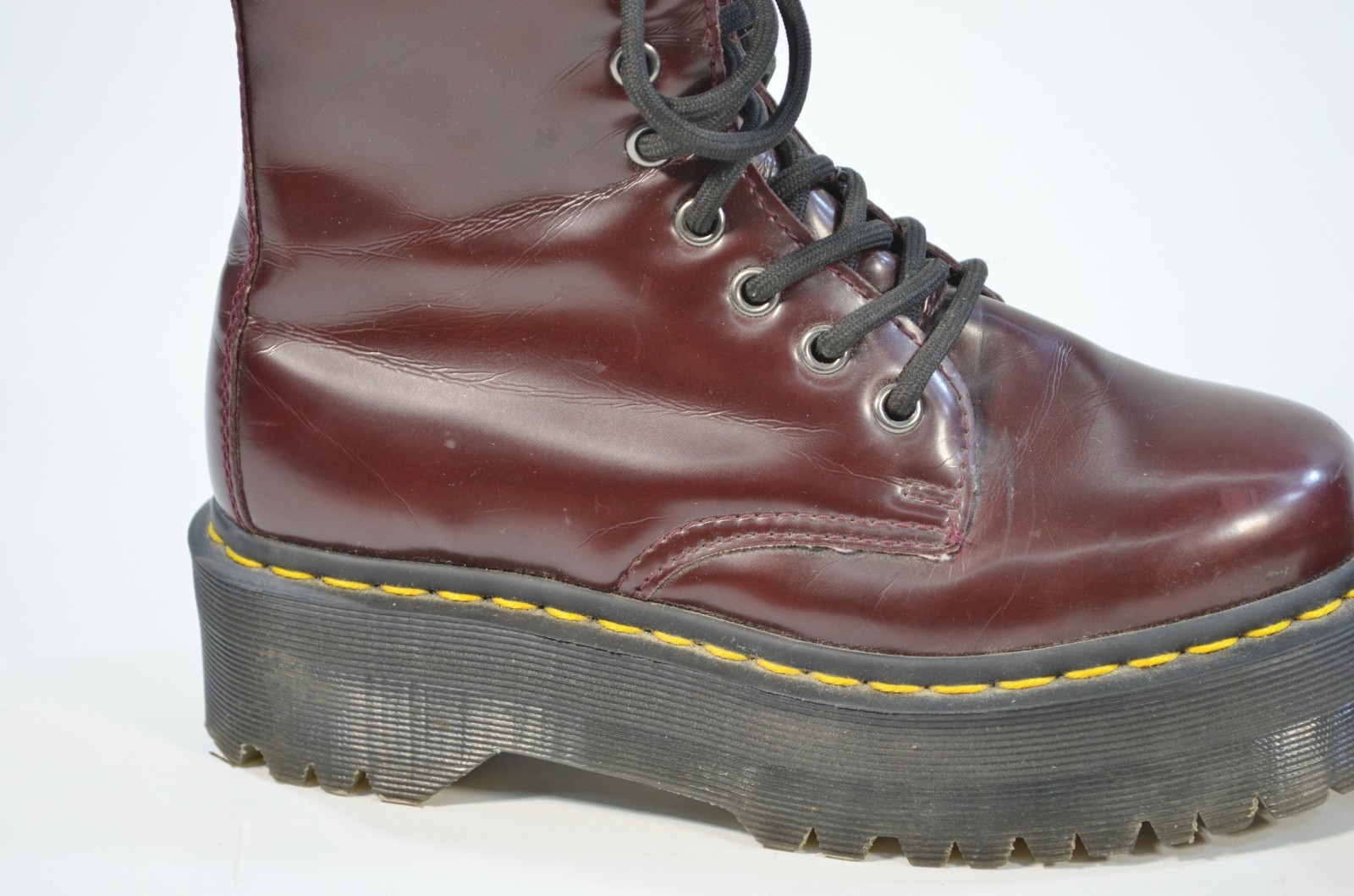 Doc Dr Martens Cherry Red Vegan Jadon II Ladies Womens 6 Platform Boots thumbnail 9