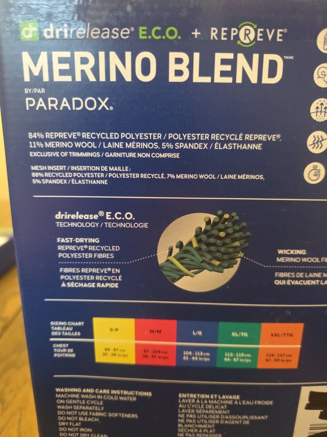 Paradox Men's Top Merino Blend Drirelease Performance Base Layer Black Size XL